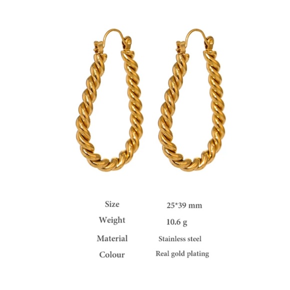 💛Gold plated twist huggie earrings - Picture 3 of 5